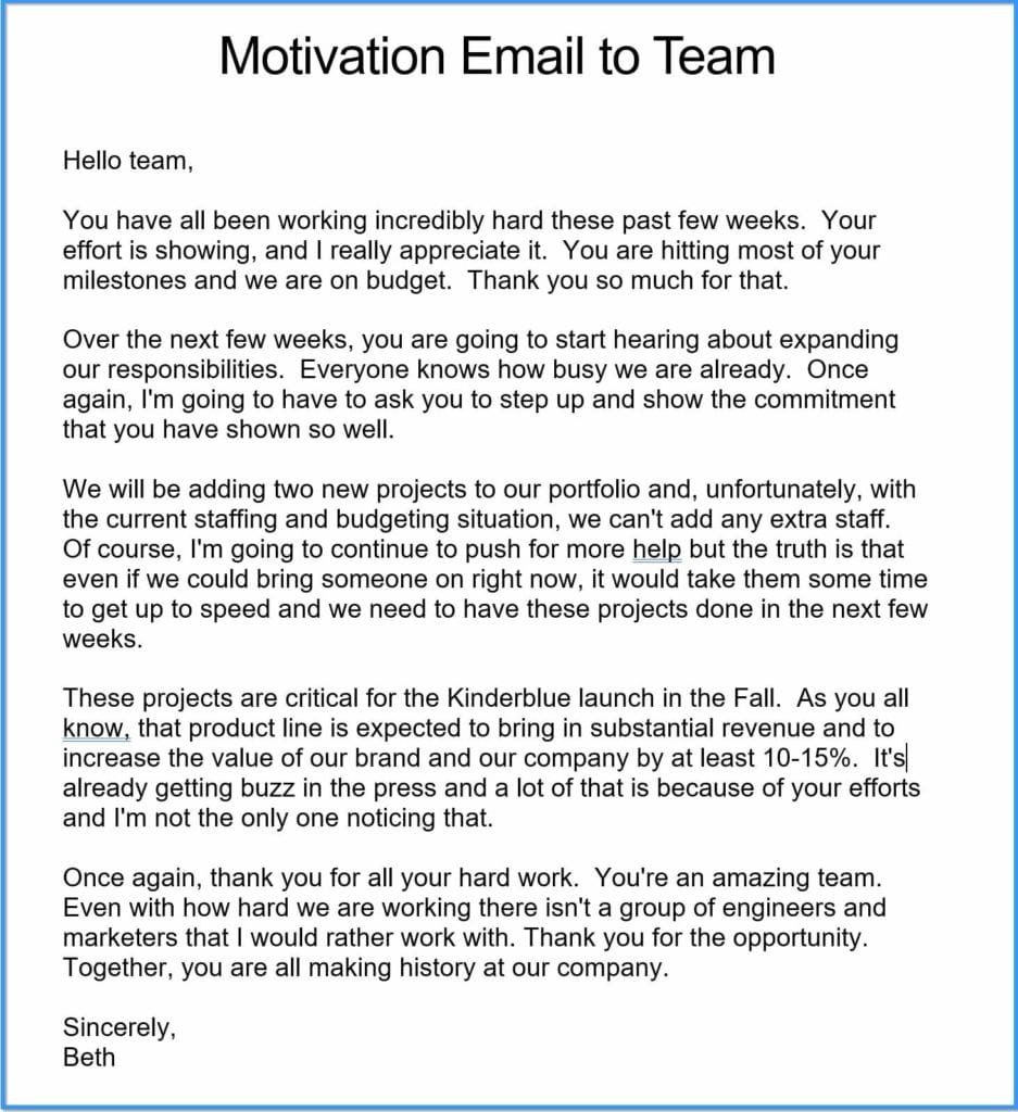 Motivational Letter Template For Employee