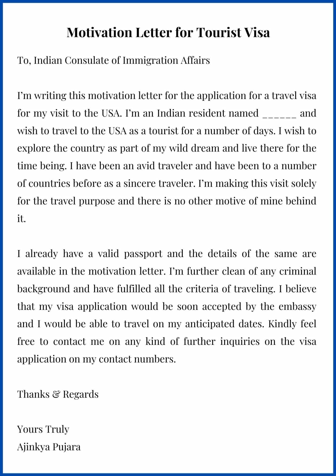 application letter example for tourism