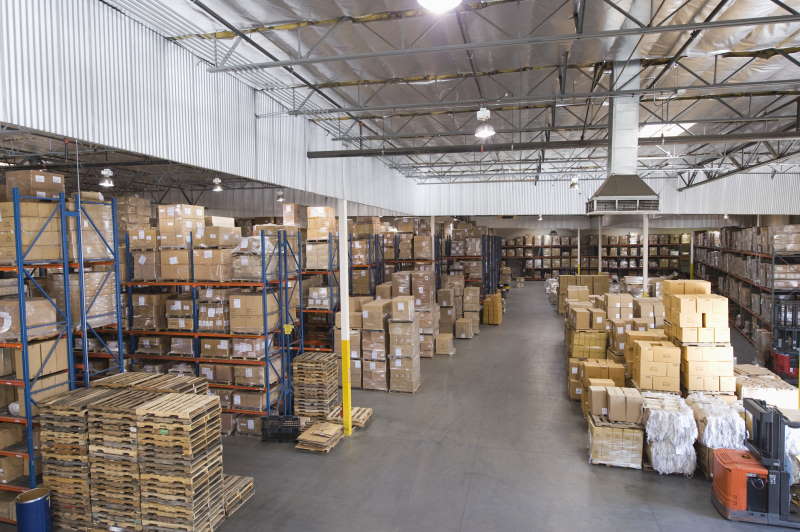 Boxes in a warehouse